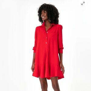 Tuckernuck Red Crepe Callahan Shirt Dress